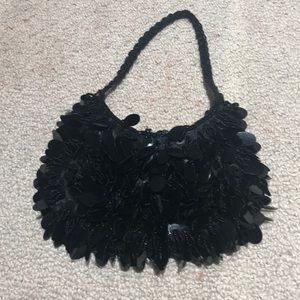 Black beaded small evening bag